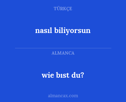 nasıl biliyorsun - wie bıst du?