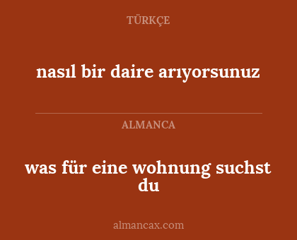was für eine wohnung suchst du - nasıl bir daire arıyorsunuz