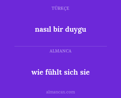 wie fühlt sich sie - nasıl bir duygu