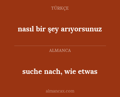 suche nach, wie etwas - nasıl bir şey arıyorsunuz