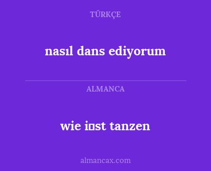 nasıl dans ediyorum - wie i̇st tanzen