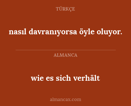 wie es sich verhält - nasıl davranıyorsa öyle oluyor.