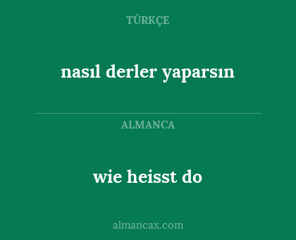 nasıl derler yaparsın - wie heisst do
