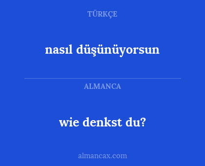 wie denkst du? - nasıl düşünüyorsun