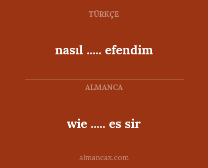 nasıl ..... efendim - wie ..... es sir