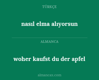 woher kaufst du der apfel - nasıl elma alıyorsun