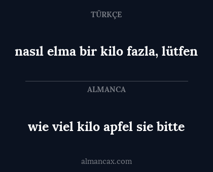 nasıl elma bir kilo fazla, lütfen - wie viel kilo apfel sie bitte