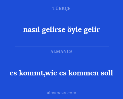 es kommt,wie es kommen soll - nasıl gelirse öyle gelir