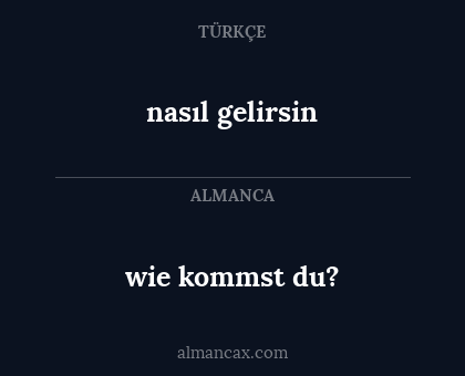 nasıl gelirsin - wie kommst du?