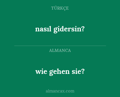 nasıl gidersin? - wie gehen sie?