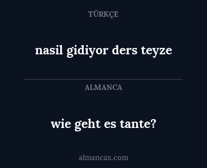 wie geht es tante? - nasil gidiyor ders teyze