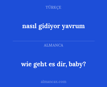 nasıl gidiyor yavrum - wie geht es dir, baby?