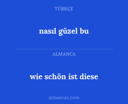 nasıl güzel bu - wie schön ist diese