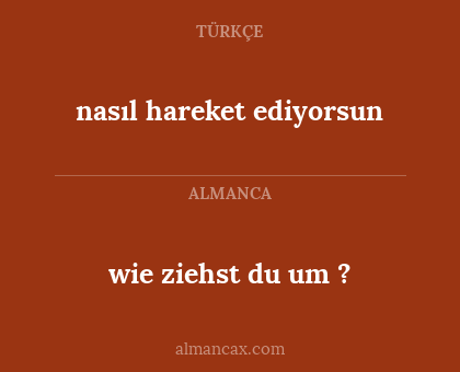 nasıl hareket ediyorsun - wie ziehst du um ?