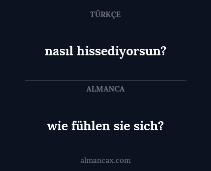 nasıl hissediyorsun? - wie fühlen sie sich?