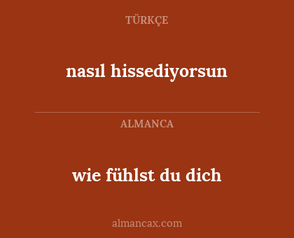 nasıl hissediyorsun - wie fühlst du dich