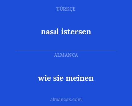 wie sie meinen - nasıl istersen