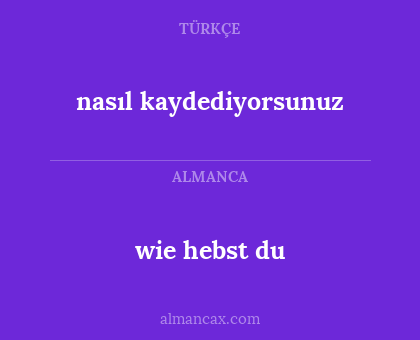 nasıl kaydediyorsunuz - wie hebst du