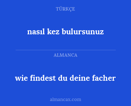 wie findest du deine facher - nasıl kez bulursunuz