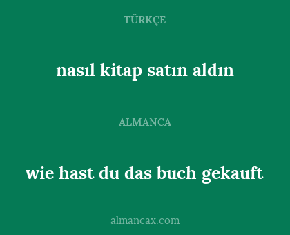wie hast du das buch gekauft - nasıl kitap satın aldın