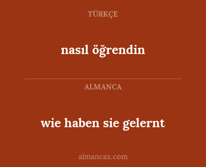 nasıl öğrendin - wie haben sie gelernt
