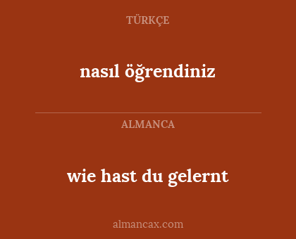 nasıl öğrendiniz - wie hast du gelernt