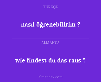 wie findest du das raus ? - nasıl öğrenebilirim ?