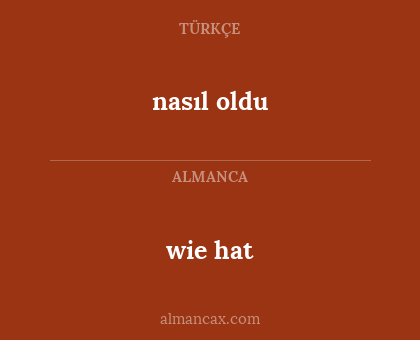 nasıl oldu - wie hat