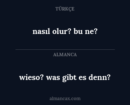 nasıl olur? bu ne? - wieso? was gibt es denn?