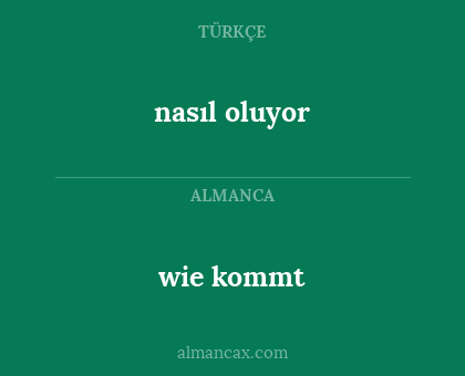 nasıl oluyor - wie kommt