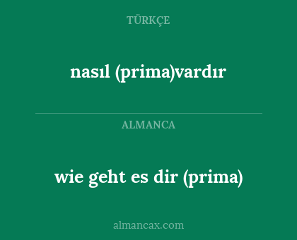 wie geht es dir (prima) - nasıl (prima)vardır