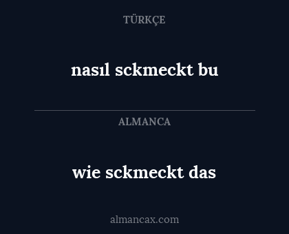 nasıl sckmeckt bu - wie sckmeckt das