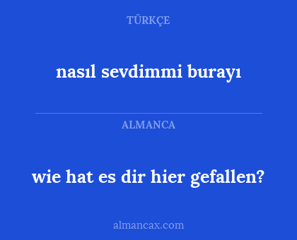 wie hat es dir hier gefallen? - nasıl sevdimmi burayı
