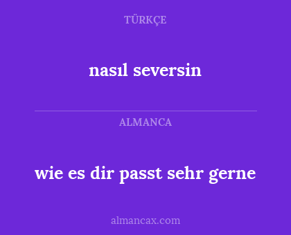 wie es dir passt sehr gerne - nasıl seversin