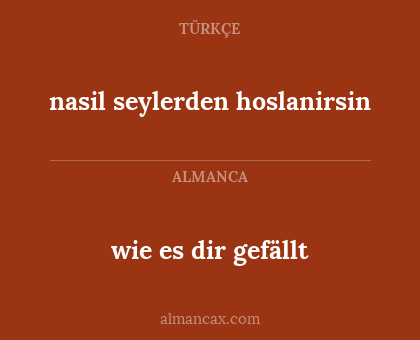 wie es dir gefällt - nasil seylerden hoslanirsin