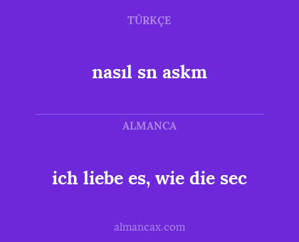 ich liebe es, wie die sec - nasıl sn askm