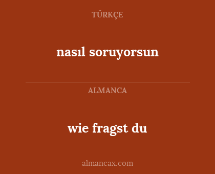 nasıl soruyorsun - wie fragst du