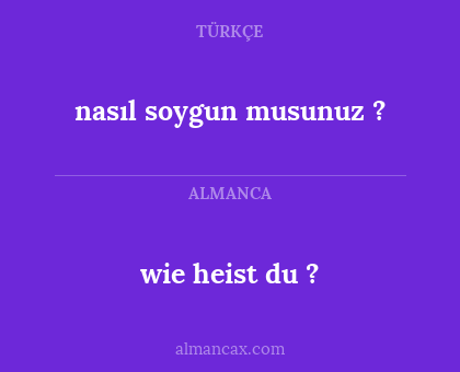wie heist du ? - nasıl soygun musunuz ?