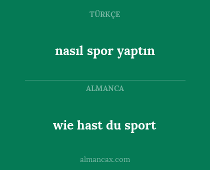 wie hast du sport - nasıl spor yaptın