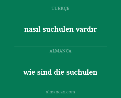 wie sind die suchulen - nasıl suchulen vardır