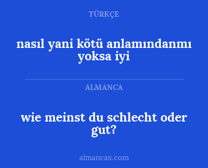 nasıl yani kötü anlamındanmı yoksa iyi - wie meinst du schlecht oder gut?