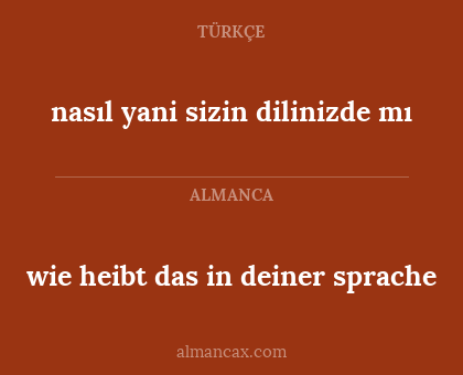 nasıl yani sizin dilinizde mı - wie heibt das in deiner sprache