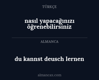 du kannst deusch lernen - nasıl yapacağınızı öğrenebilirsiniz
