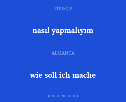 nasıl yapmalıyım - wie soll ich mache