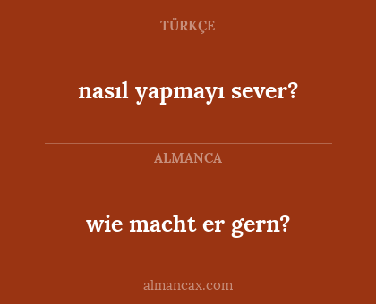 nasıl yapmayı sever? - wie macht er gern?