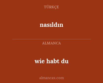 nasıldın - wie habt du
