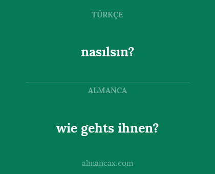 nasılsın? - wie gehts ihnen?