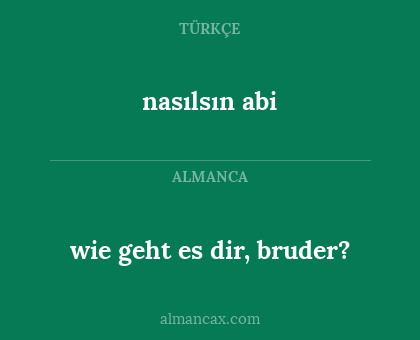 wie geht es dir, bruder? - nasılsın abi