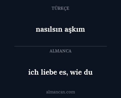 nasılsın aşkım - ich liebe es, wie du