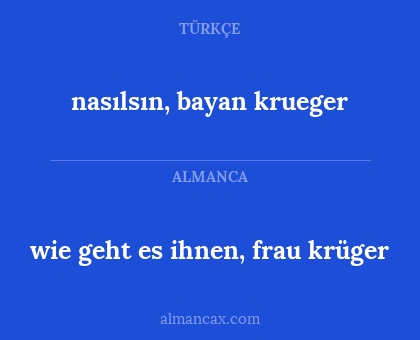 nasılsın, bayan krueger - wie geht es ihnen, frau krüger